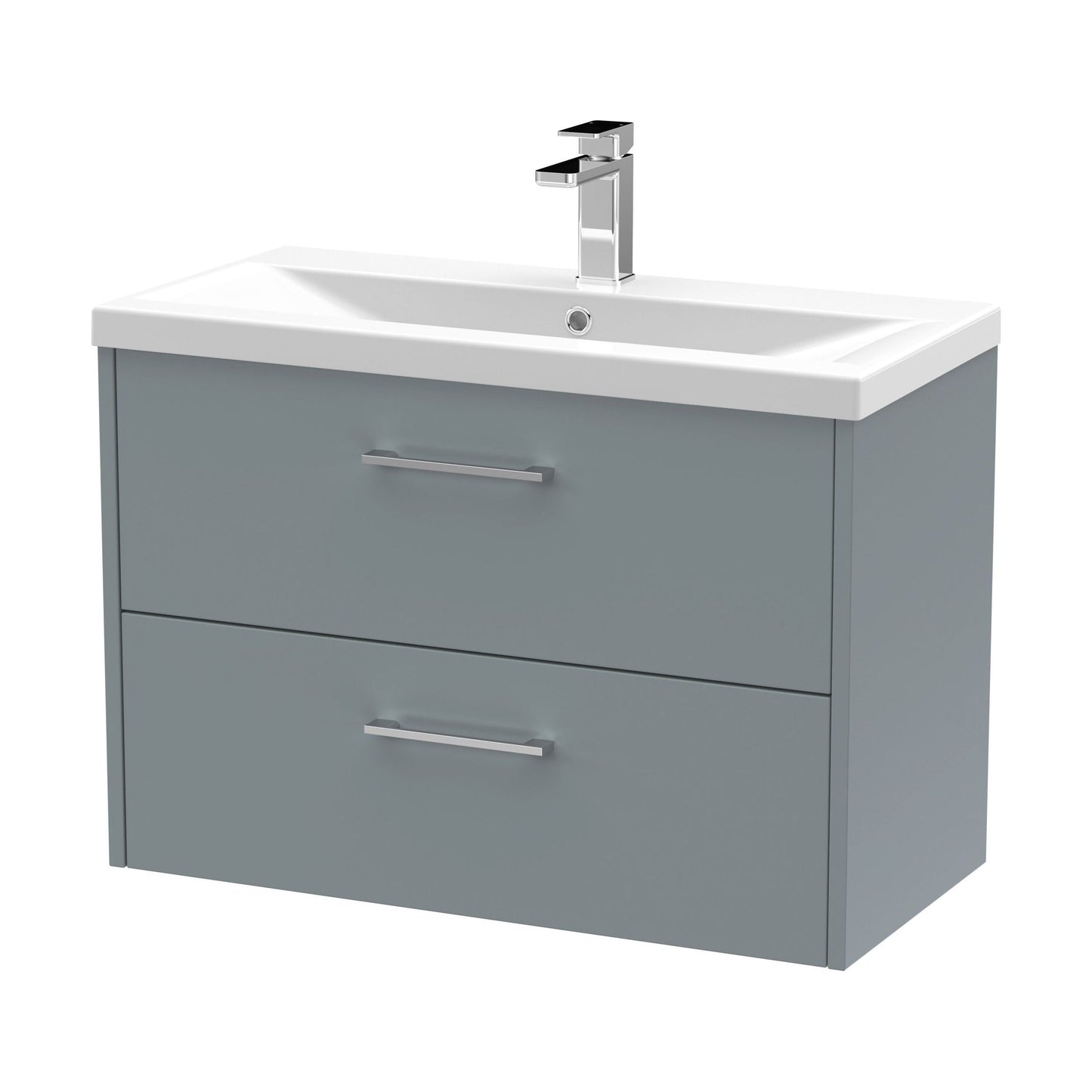 [BFPF2326A] Winshill Contemporary 2 Drawer Wall Hung Vanity Unit with Mid-Edge Basin, Grey, 800mm - Cutout