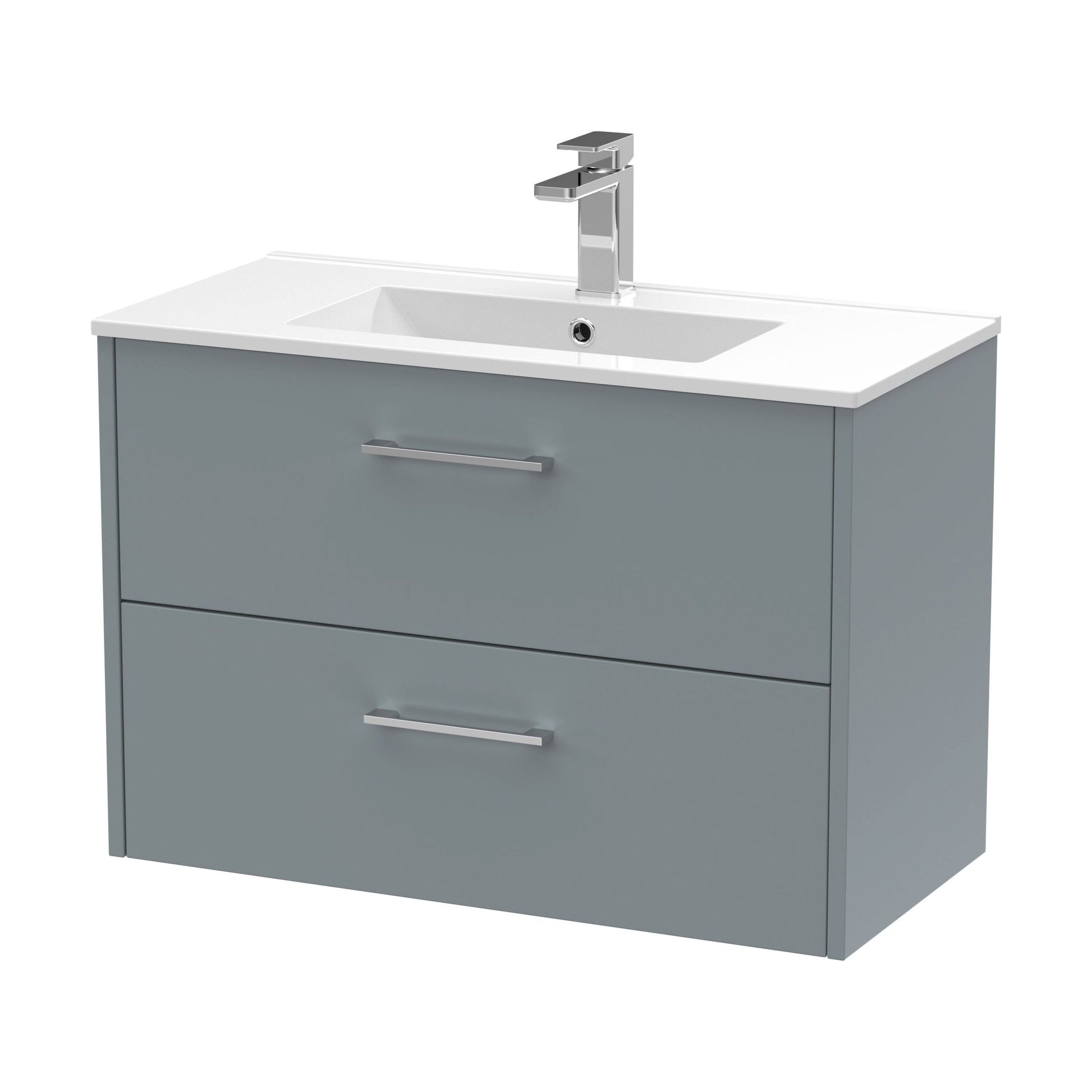[BFPF2326B] Winshill Contemporary 2 Drawer Wall Hung Vanity Unit with Minimalist Basin, Grey, 800mm - Cutout