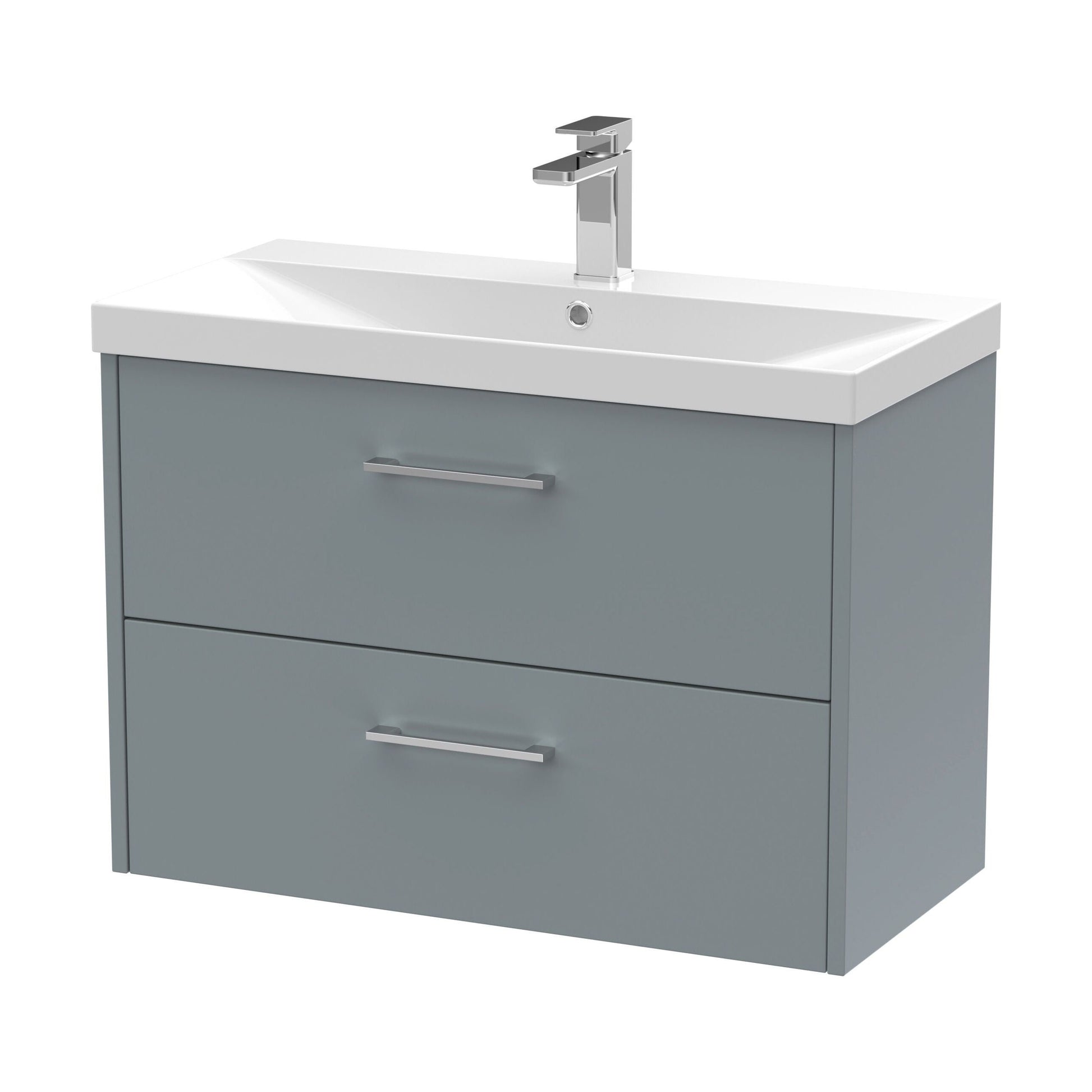 [BFPF2326D] Winshill Contemporary 2 Drawer Wall Hung Vanity Unit with Thin Edge Basin, Grey, 800mm - Cutout