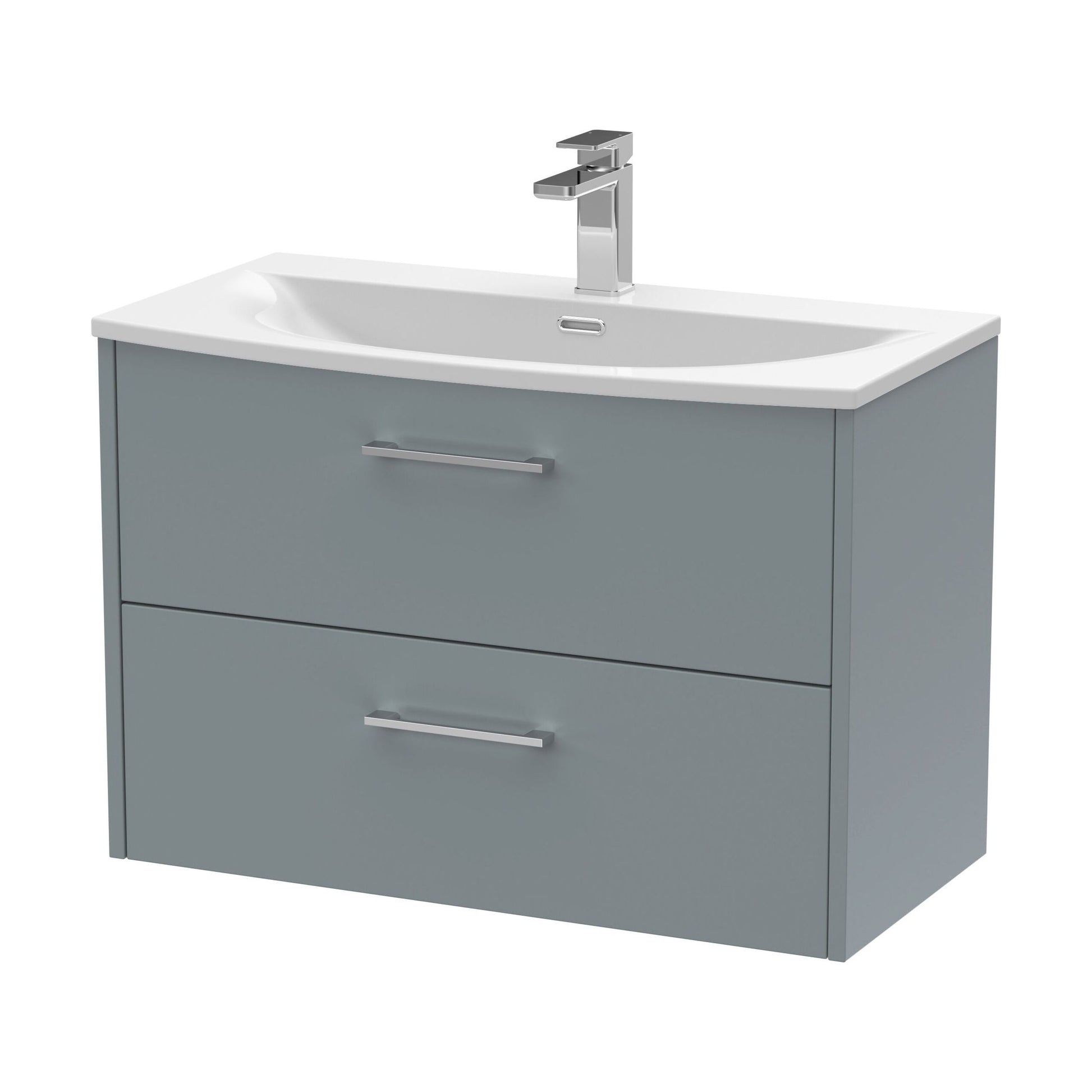 [BFPF2326G] Winshill Contemporary 2 Drawer Wall Hung Vanity Unit with Curved Basin, Grey, 800mm - Cutout