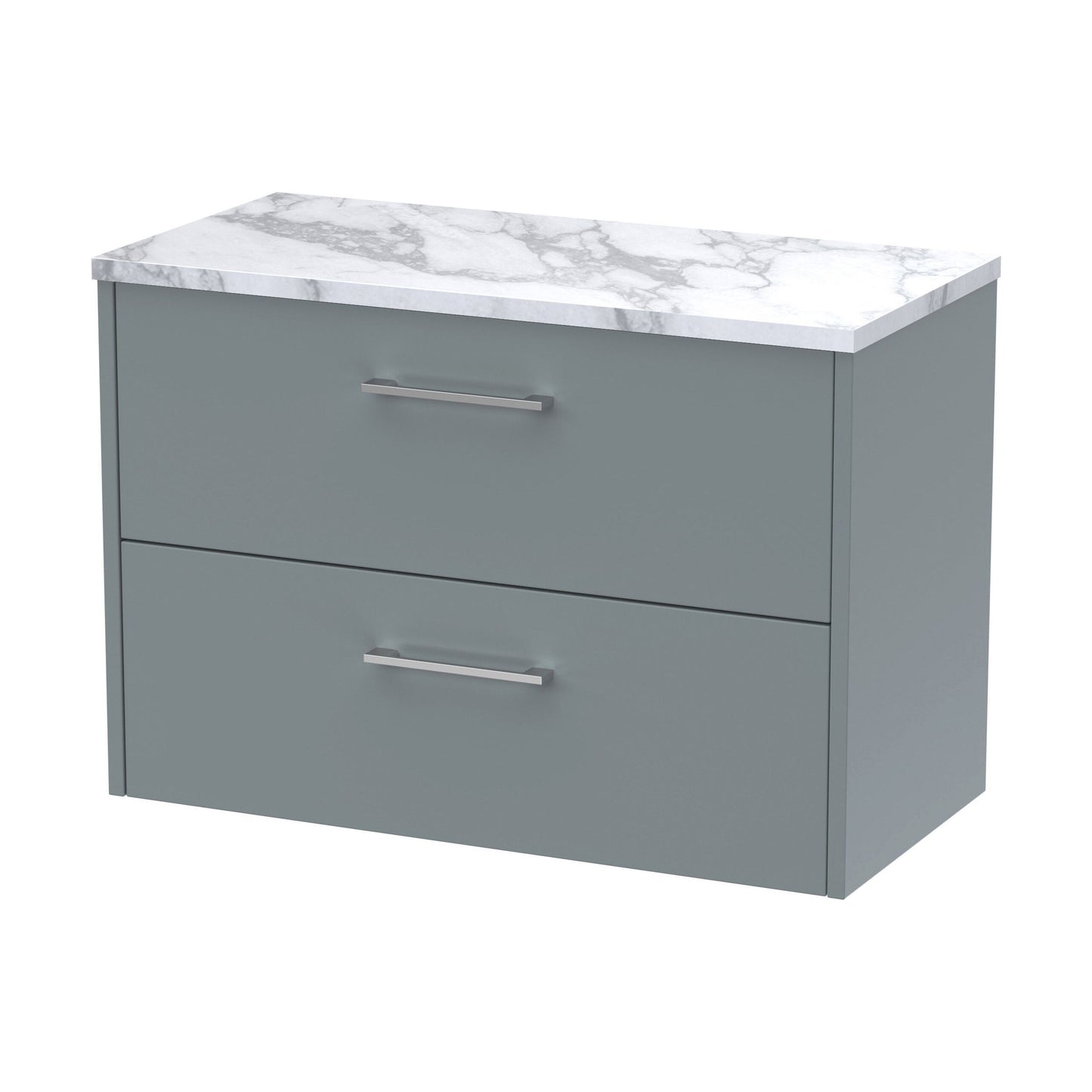 [BFPF2326LCM] Winshill Contemporary 2 Drawer Wall Hung Vanity Unit with Laminate Worktop, Grey, 800mm - Cutout