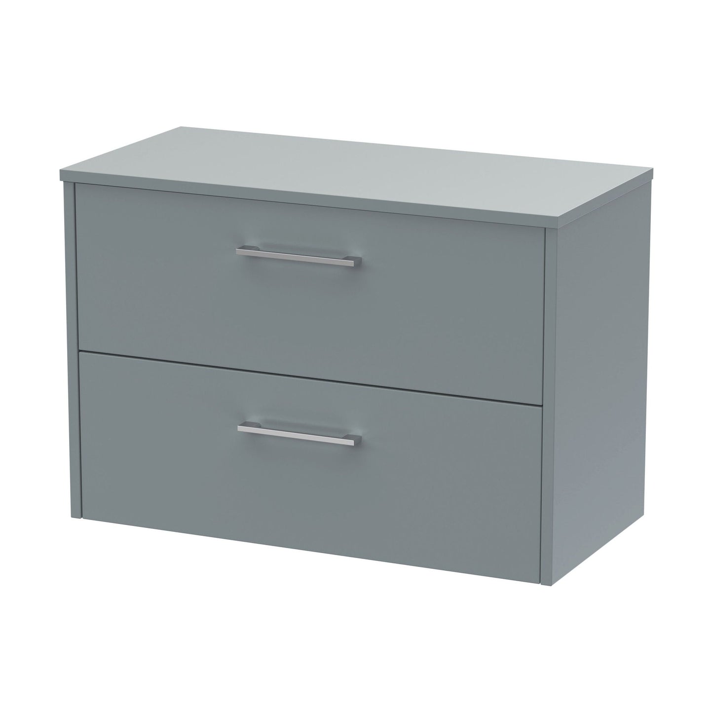 [BFPF2326W] Winshill Contemporary 2 Drawer Wall Hung Vanity Unit with Worktop, Grey, 800mm - Cutout