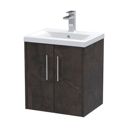 [BFPF2621A] Winshill Contemporary 2 Door Wall Hung Vanity Unit with Mid-Edge Basin, Metallic Slate, 500mm - Cutout