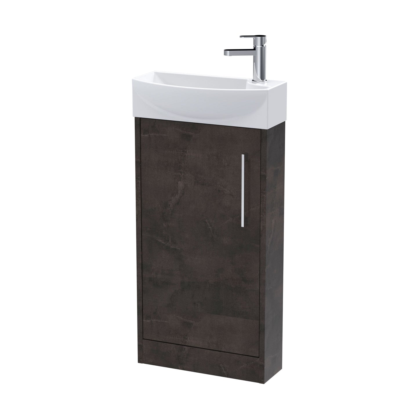 [BFPF2621L] Winshill Contemporary 1 Door Left-Hand Floor Standing Cloakroom Vanity Unit with Basin, Metallic Slate, 440mm - Cutout
