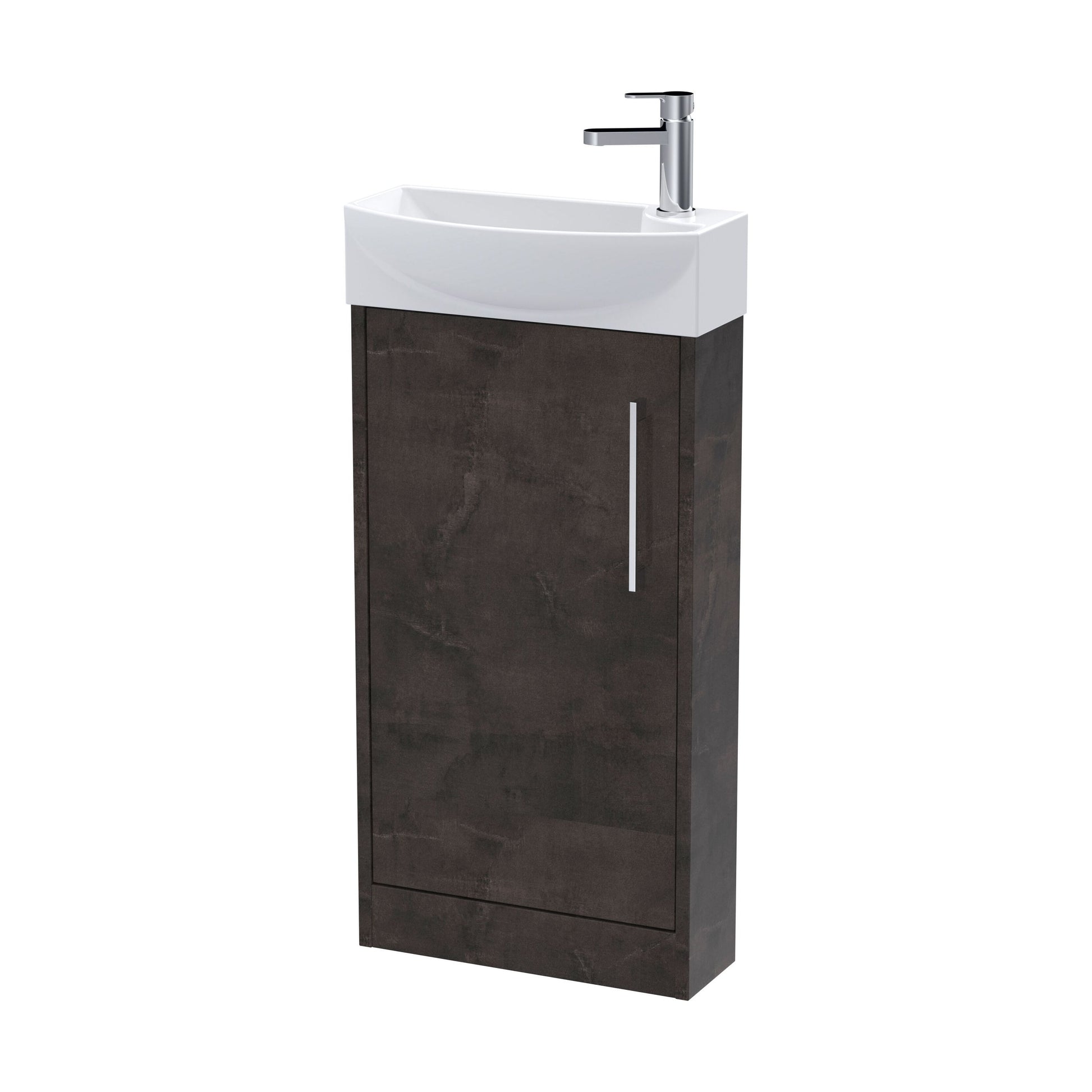 [BFPF2621L] Winshill Contemporary 1 Door Left-Hand Floor Standing Cloakroom Vanity Unit with Basin, Metallic Slate, 440mm - Cutout