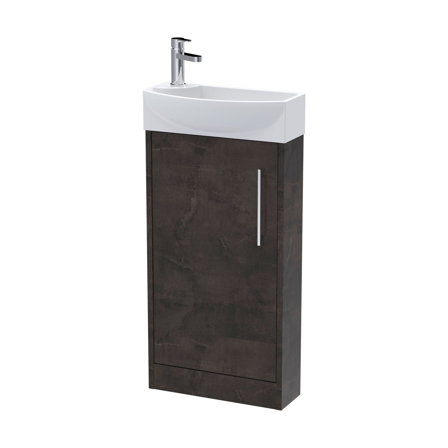[BFPF2621R] Winshill Contemporary 1 Door Right-Hand Floor Standing Cloakroom Vanity Unit with Basin, Metallic Slate, 440mm - Cutout