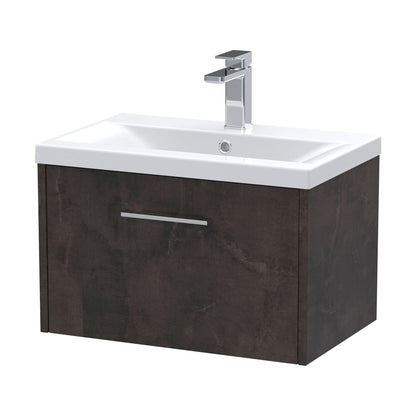 [BFPF2622A] Winshill Contemporary 1 Drawer Wall Hung Vanity Unit with Mid-Edge Basin, Metallic Slate, 600mm - Cutout