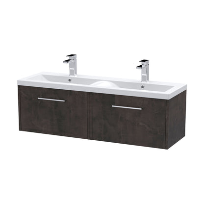 [BFPF2622F] Winshill Contemporary 2 Drawer Wall Hung Vanity Unit with Double Basin, Metallic Slate, 1200mm - Cutout