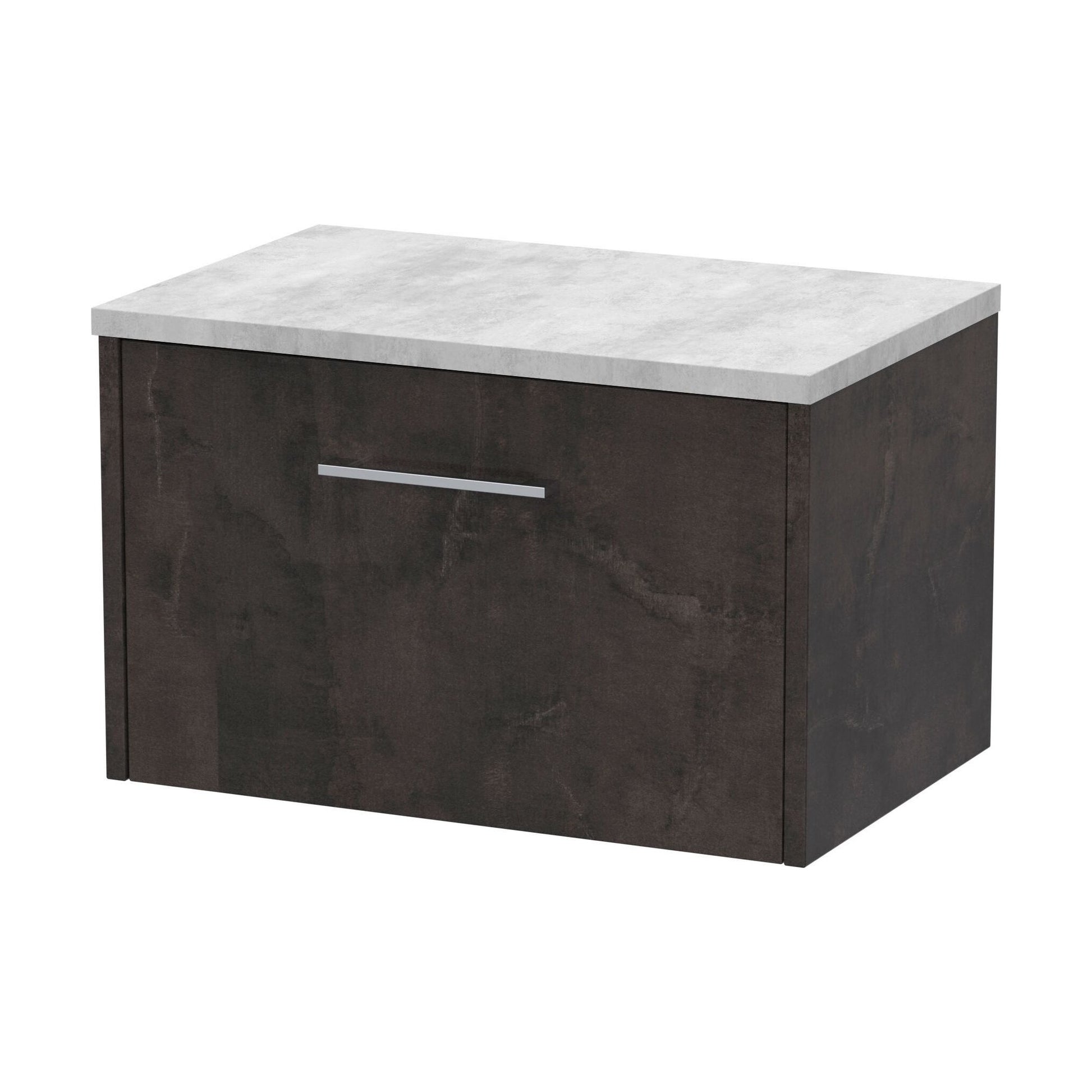 [BFPF2622LBG] Winshill Contemporary Wall Hung Vanity Unit with Laminate Worktop, Woodgrain Dark Grey, 600mm - Cutout