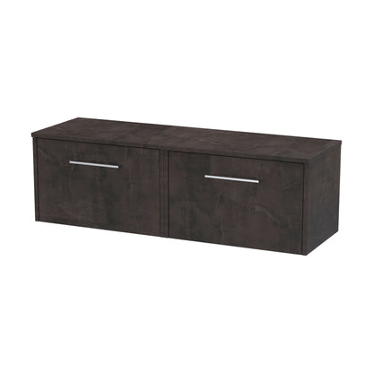[BFPF2622W2] Winshill Contemporary 2 Drawer Wall Hung Vanity Unit with Worktop, Metallic Slate, 1205mm - Cutout