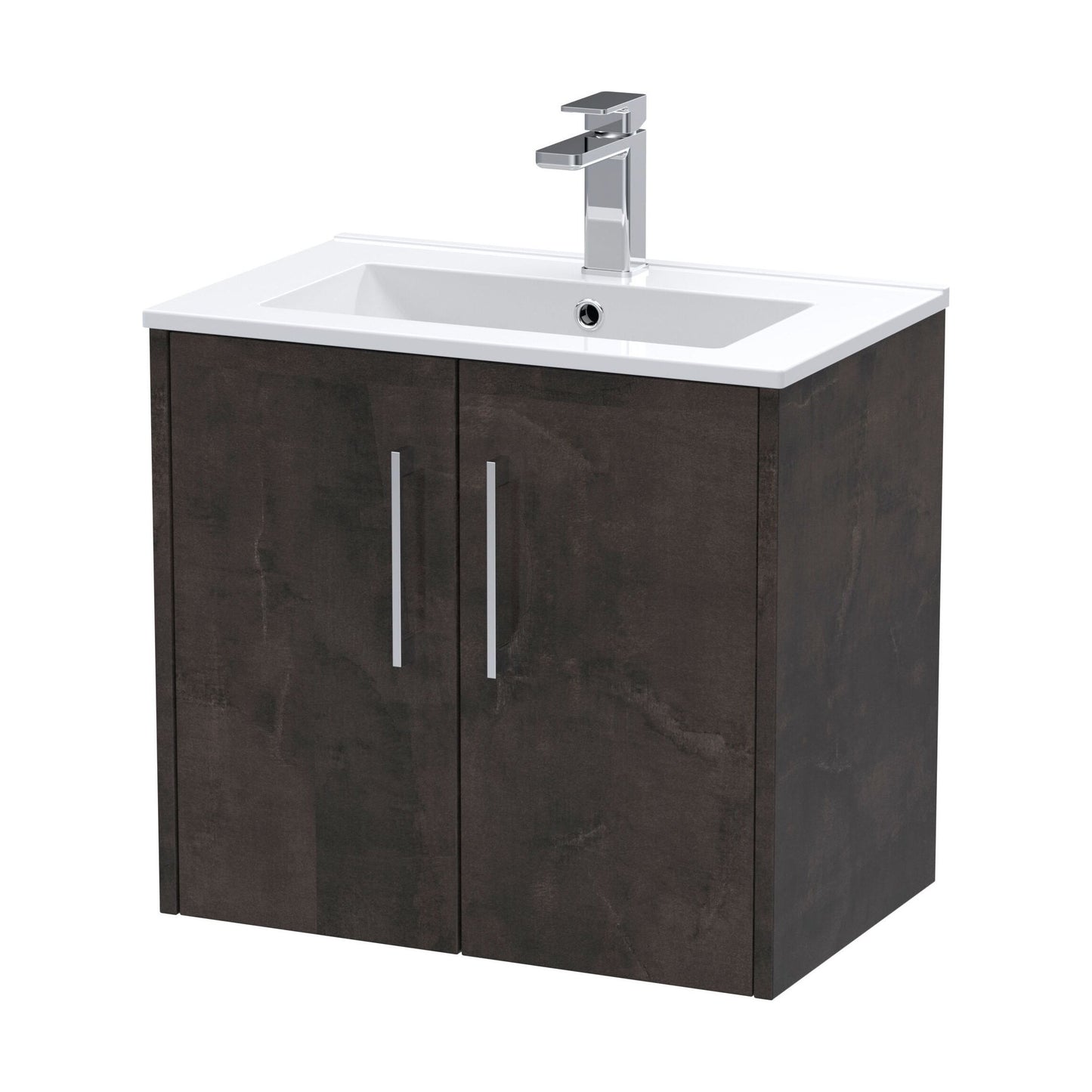[BFPF2623B] Winshill Contemporary 2 Door Wall Hung Vanity Unit with Minimalist Basin, Metallic Slate, 600mm - Cutout