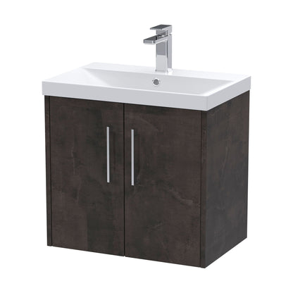 [BFPF2623D] Winshill Contemporary 2 Door Wall Hung Vanity Unit with Thin Edge Basin, Metallic Slate, 600mm - Cutout