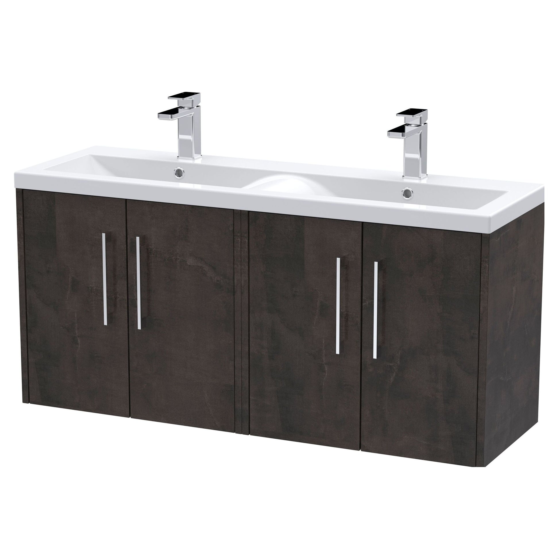 [BFPF2623F] Winshill Contemporary 4 Door Wall Hung Vanity Unit with Double Basin, Metallic Slate, 1200mm - Cutout