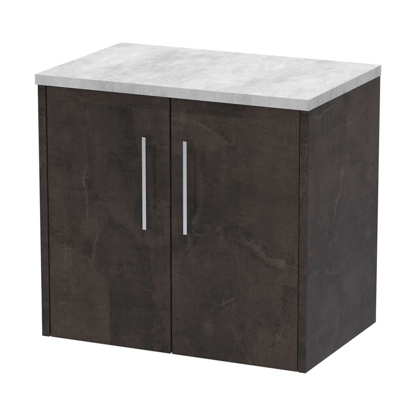 [BFPF2623LBG] Winshill Contemporary 2 Door Wall Hung Vanity Unit with Laminate Worktop, Woodgrain Dark Grey, 600mm - Cutout