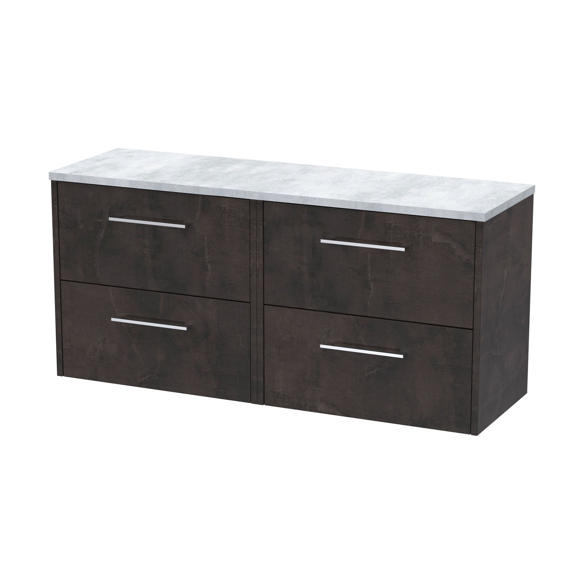 [BFPF2624LBG2] Winshill Contemporary 4 Drawer Wall Hung Vanity Unit with Laminate Worktop, Metallic Slate, 1200mm - Cutout