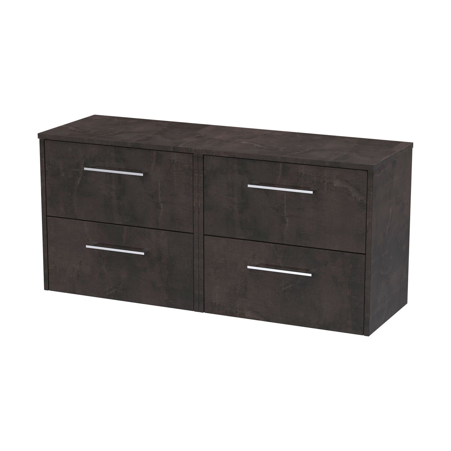 [BFPF2624W2] Winshill Contemporary 4 Drawer Wall Hung Vanity Unit with Worktop, Metallic Slate, 1200mm - Cutout