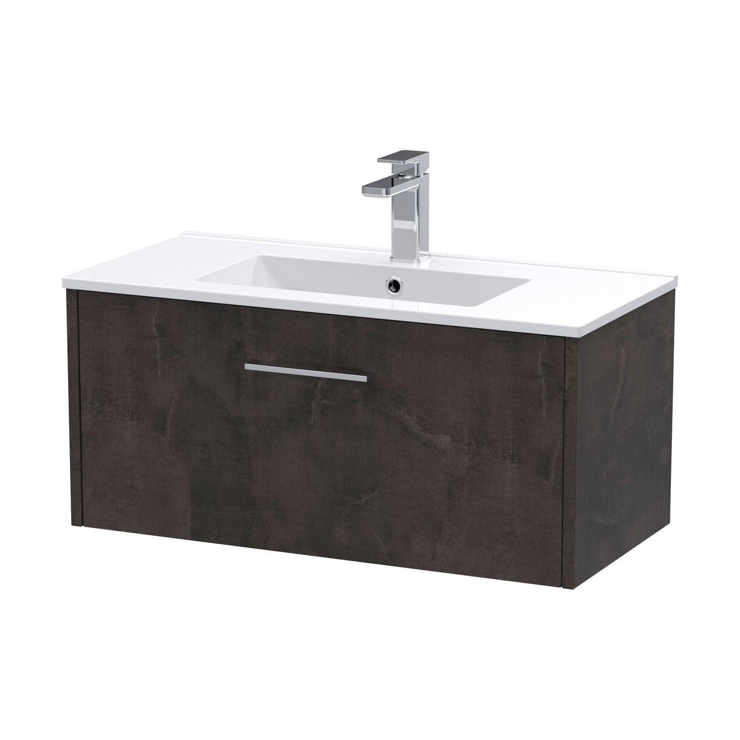 [BFPF2625B] Winshill Contemporary 1 Drawer Wall Hung Vanity Unit with Minimalist Basin, Metallic Slate, 800mm - Cutout