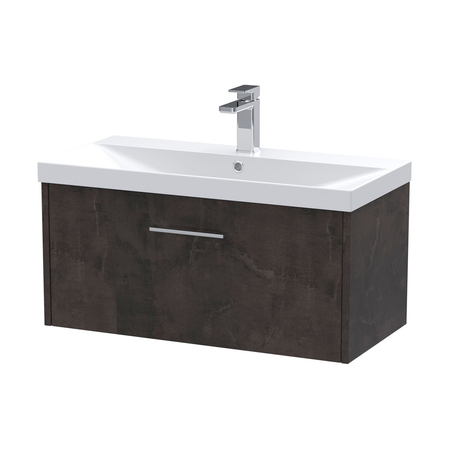 [BFPF2625D] Winshill Contemporary 1 Drawer Wall Hung Vanity Unit with Thin Edge Basin, Metallic Slate, 800mm - Cutout