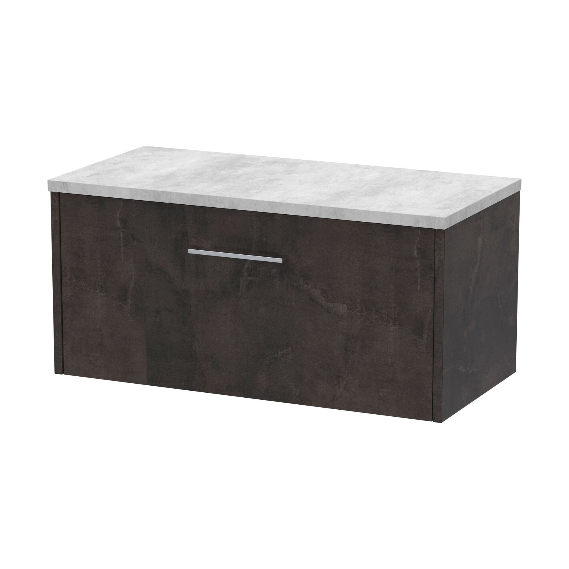 [BFPF2625LBG] Winshill Contemporary 1 Drawer Wall Hung Vanity Unit with Laminate Worktop, Woodgrain Dark Grey, 800mm - Cutout