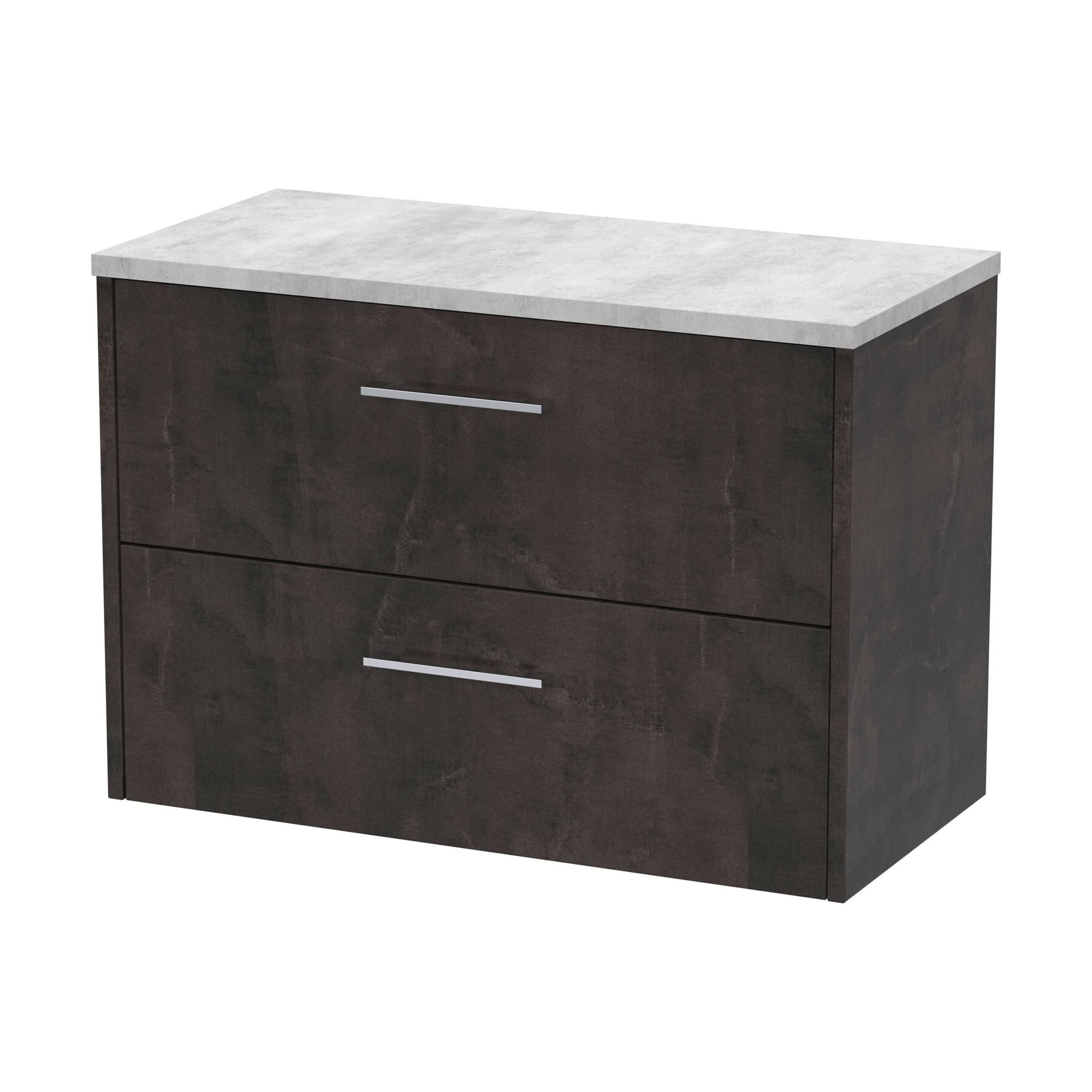 [BFPF2626LBG] Winshill Contemporary 2 Drawer Wall Hung Vanity Unit with Laminate Worktop, Metallic Slate, 800mm - Cutout