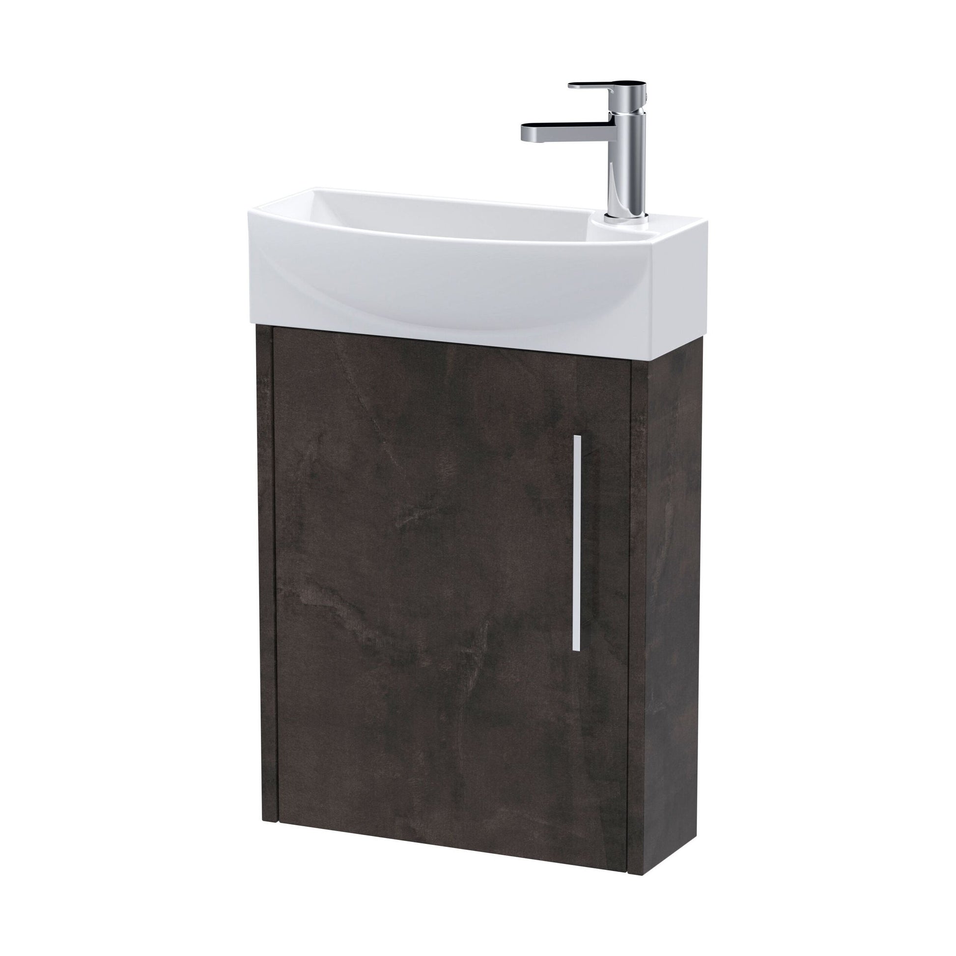 [BFPF2661L] Winshill Contemporary 1 Door Left-Hand Wall Hung Cloakroom Vanity Unit with Basin, Metallic Slate, 440mm - Cutout
