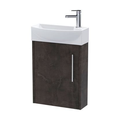 [BFPF2661L] Winshill Contemporary 1 Door Left-Hand Wall Hung Cloakroom Vanity Unit with Basin, Metallic Slate, 440mm - Cutout