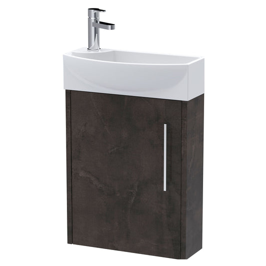 [BFPF2661R] Winshill Contemporary 1 Door Right-Hand Wall Hung Cloakroom Vanity Unit with Basin, Metallic Slate, 440mm - Cutout