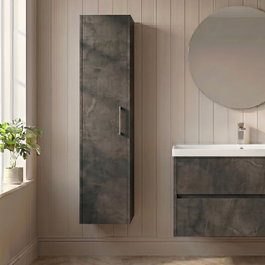 [BFPF2661] Winshill Wall Hung 1 Door Tall Cabinet - Metallic Slate - 350mm - Silo