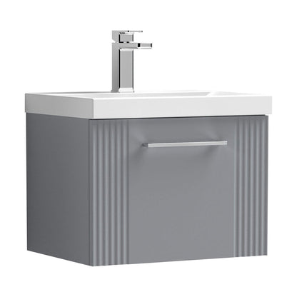 [BFPF291A] Belvide Partial Fluted 1 Drawer Wall Hung Vanity Unit with Mid-Edge 1 Tap Hole Ceramic Basin - Cutout
