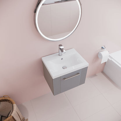 [BFPF291A] Belvide Partial Fluted 1 Drawer Wall Hung Vanity Unit with Mid-Edge 1 Tap Hole Ceramic Basin - Lifestyle 2