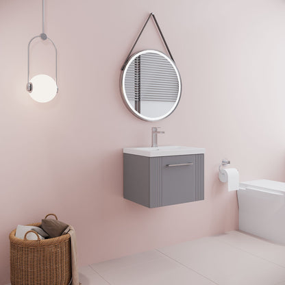 [BFPF291A] Belvide Partial Fluted 1 Drawer Wall Hung Vanity Unit with Mid-Edge 1 Tap Hole Ceramic Basin - Lifestyle 3