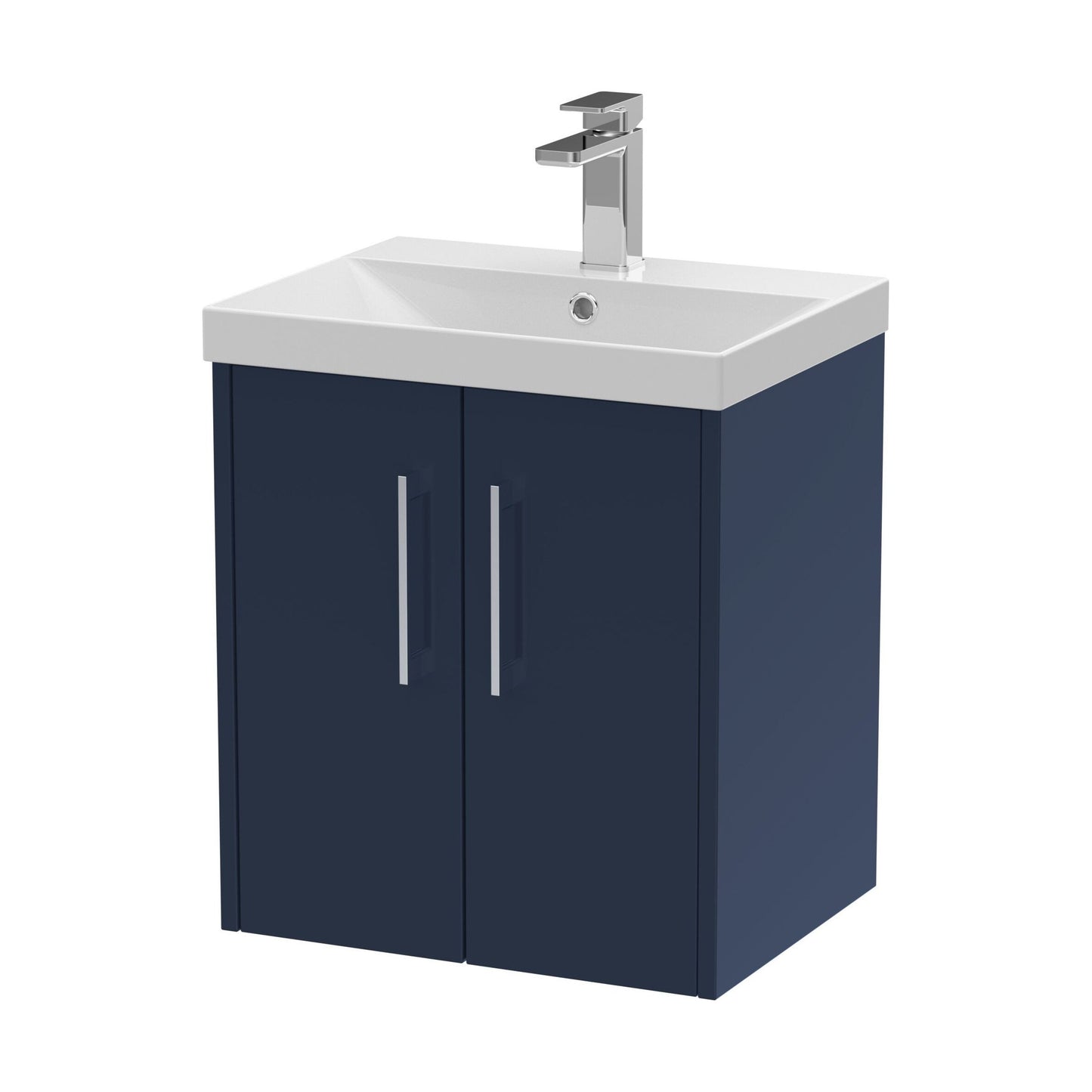 [BFPF2921D] Winshill Contemporary 2 Door Wall Hung Vanity Unit with Thin Edge Basin, Dark Blue, 500mm - Cutout