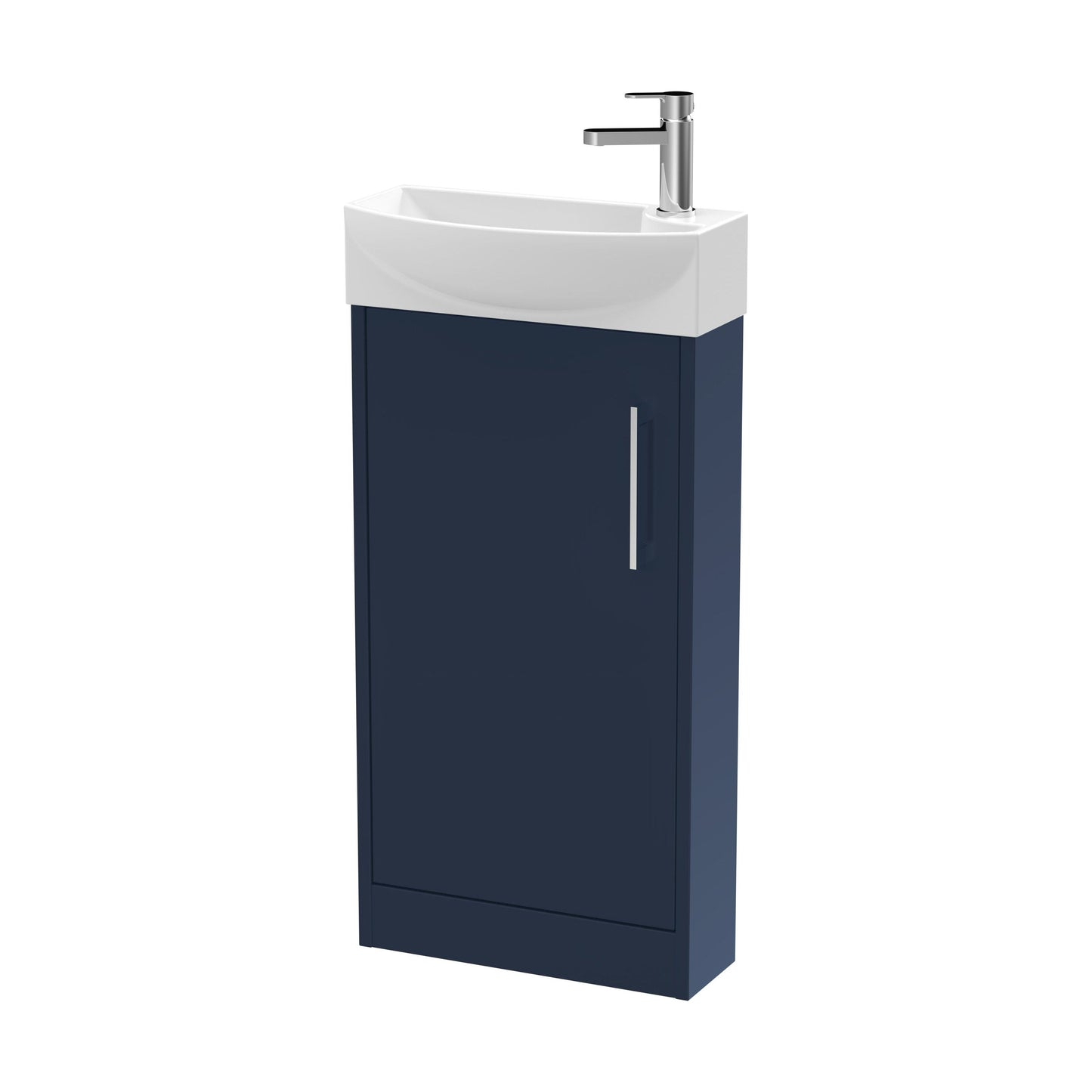 [BFPF2921L] Winshill Contemporary 1 Door Left-Hand Floor Standing Cloakroom Vanity Unit with Basin, Dark Blue, 440mm - Cutout