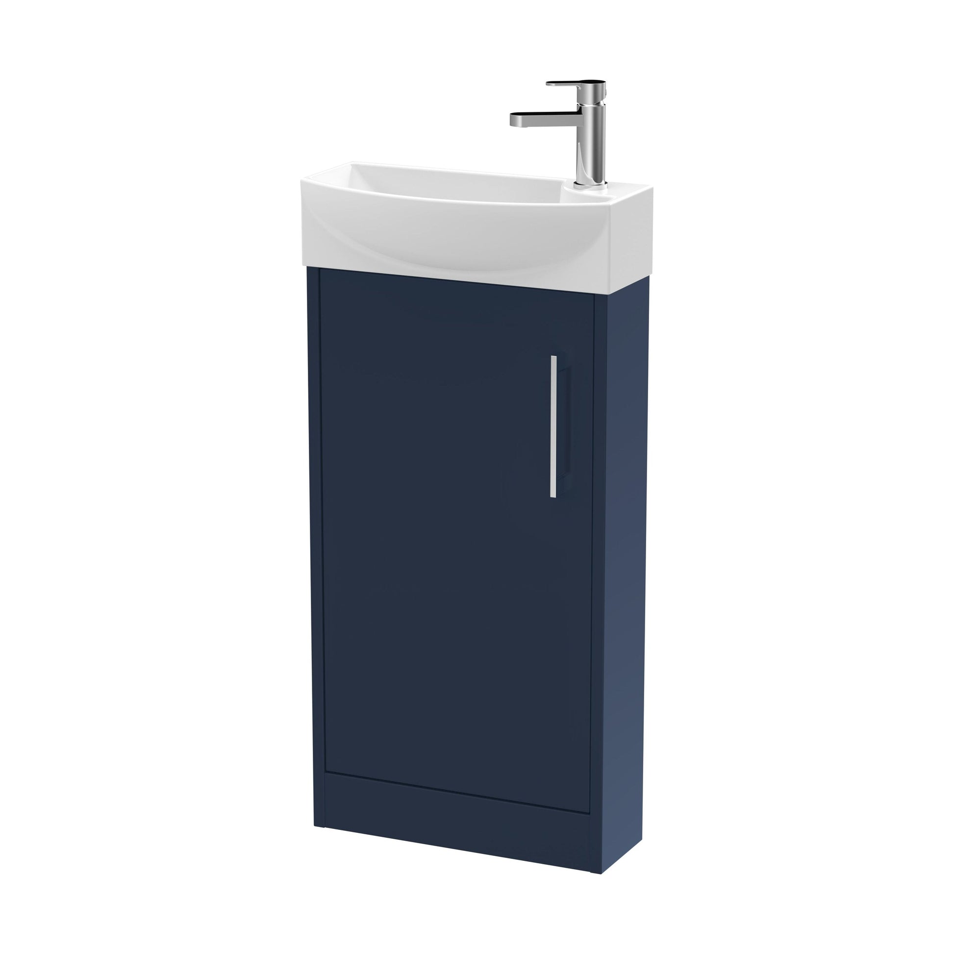 [BFPF2921L] Winshill Contemporary 1 Door Left-Hand Floor Standing Cloakroom Vanity Unit with Basin, Dark Blue, 440mm - Cutout