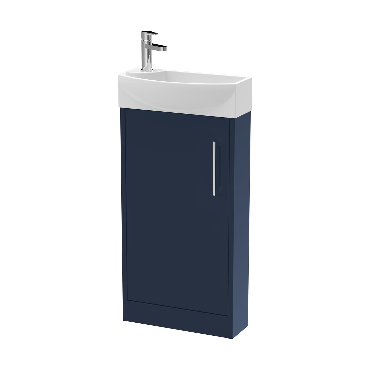 [BFPF2921R] Winshill Contemporary 1 Door Right-Hand Floor Standing Cloakroom Vanity Unit with Basin, Dark Blue, 440mm - Cutout