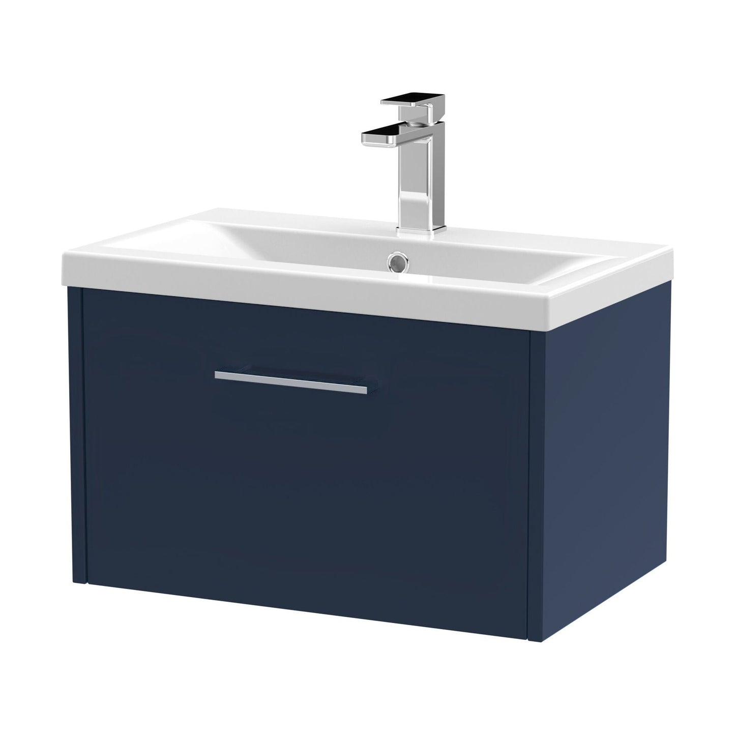 [BFPF2922A] Winshill Contemporary 1 Drawer Wall Hung Vanity Unit with Mid-Edge Basin, Dark Blue, 600mm - Cutout