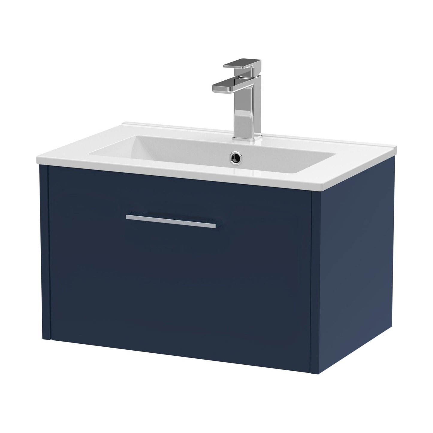 [BFPF2922B] Winshill Contemporary 1 Drawer Wall Hung Vanity Unit with Minimalist Basin, Dark Blue, 600mm - Cutout