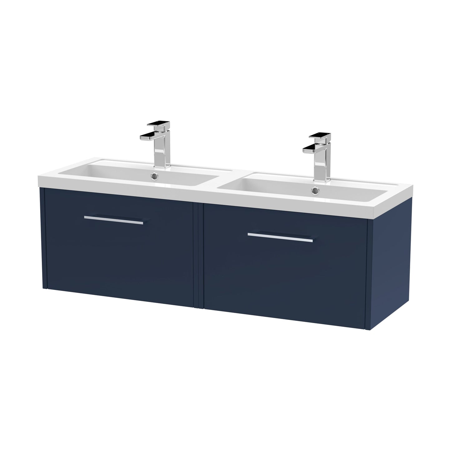 [BFPF2922C] Winshill Contemporary 2 Drawer Wall Hung Vanity Unit with Double Basin, Dark Blue, 1200mm - Cutout