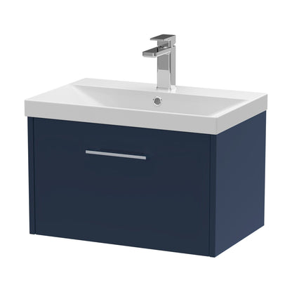 [BFPF2922D] Winshill Contemporary 1 Drawer Wall Hung Vanity Unit with Thin Edge Basin, Dark Blue, 600mm - Cutout