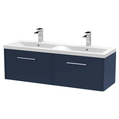 [BFPF2922F] Winshill Contemporary 2 Drawer Wall Hung Vanity Unit with Double Basin, Dark Blue, 1200mm - Cutout