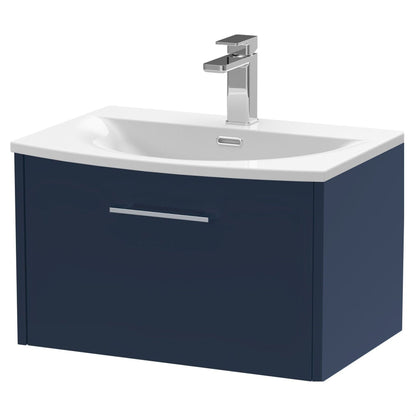 [BFPF2922G] Winshill Contemporary 1 Drawer Wall Hung Vanity Unit with Curved Basin, Dark Blue, 600mm - Cutout