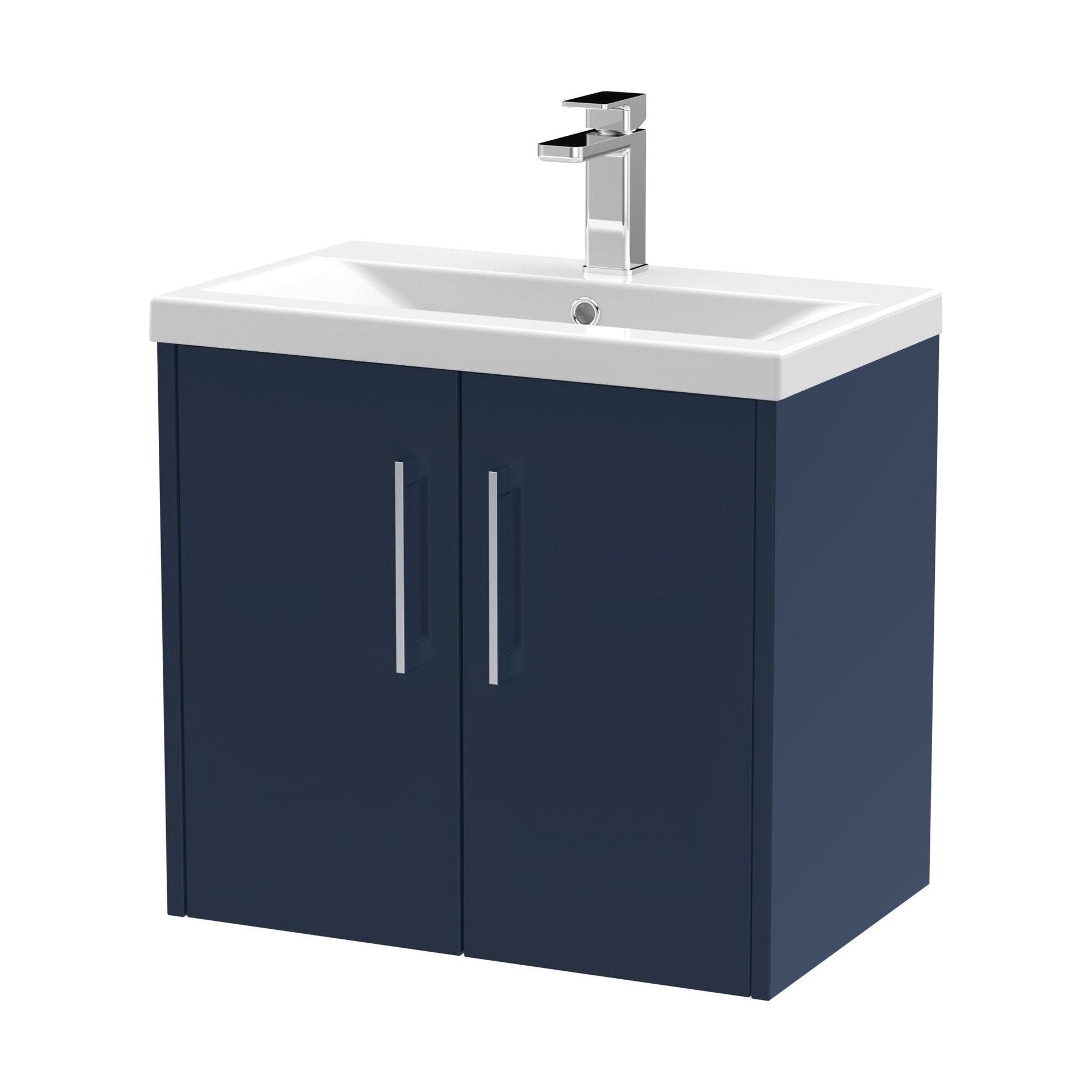 [BFPF2923A] Winshill Contemporary 2 Door Wall Hung Vanity Unit with Mid-Edge Basin, Dark Blue, 600mm - Cutout