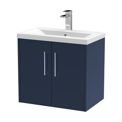 [BFPF2923A] Winshill Contemporary 2 Door Wall Hung Vanity Unit with Mid-Edge Basin, Dark Blue, 600mm - Cutout