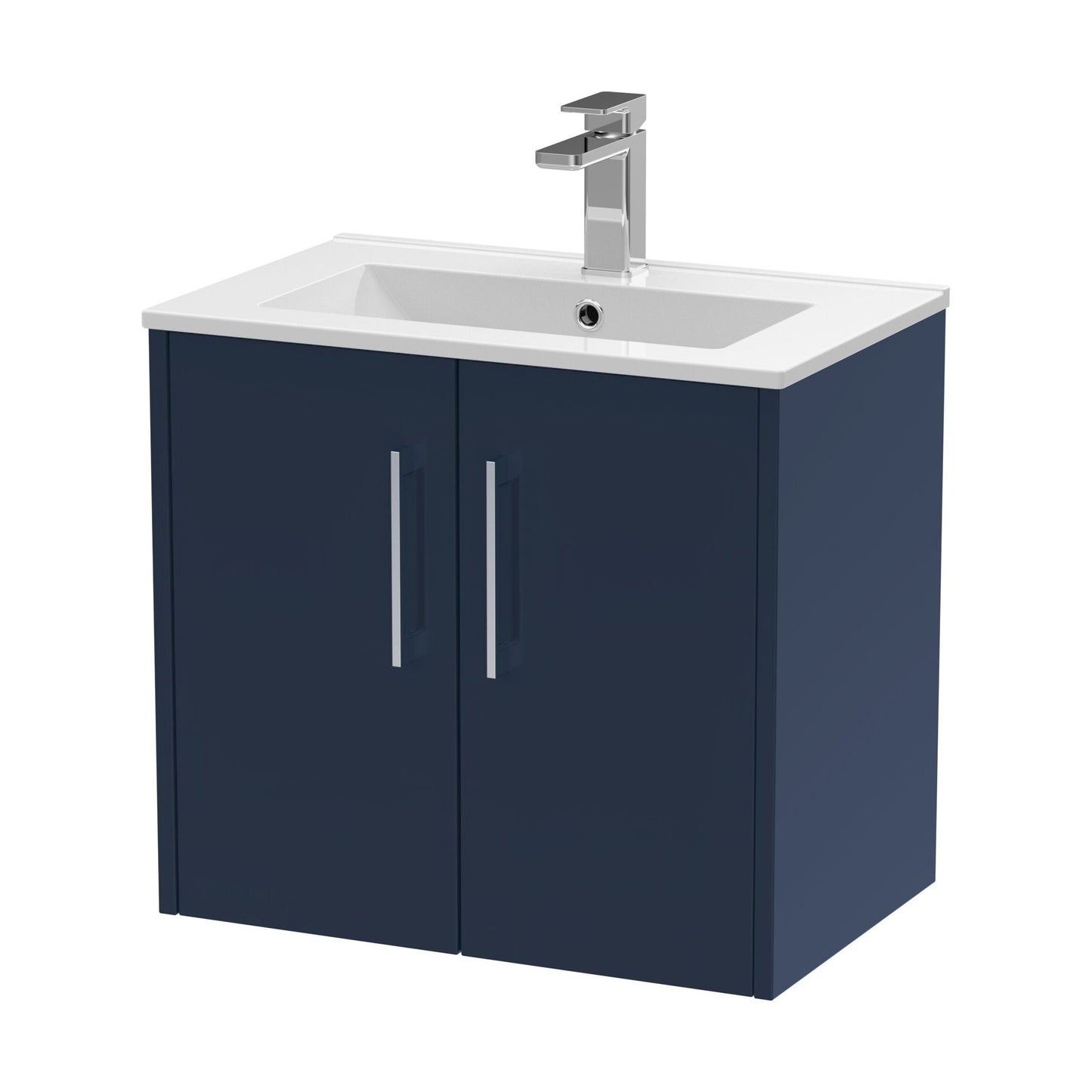 [BFPF2923B] Winshill Contemporary 2 Door Wall Hung Vanity Unit with Minimalist Basin, Dark Blue, 600mm - Cutout
