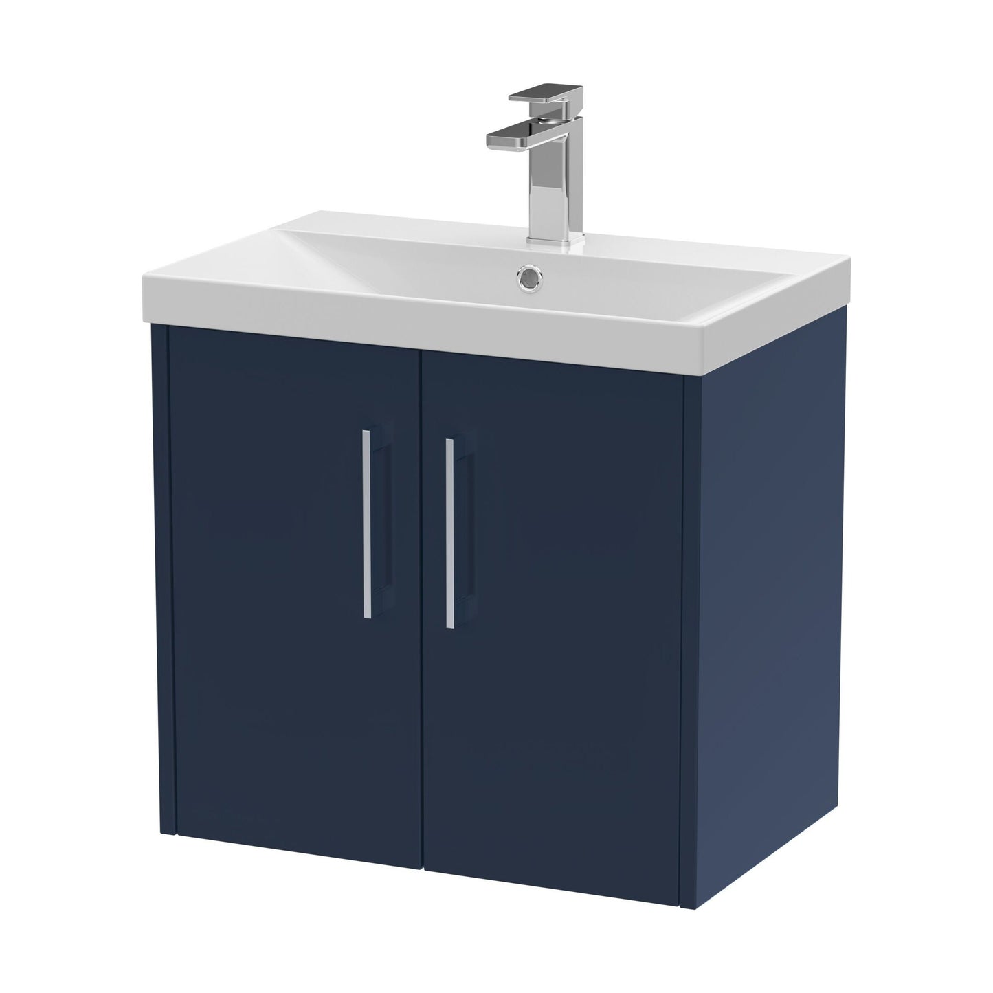 [BFPF2923D] Winshill Contemporary 2 Door Wall Hung Vanity Unit with Thin Edge Basin, Dark Blue, 600mm - Cutout