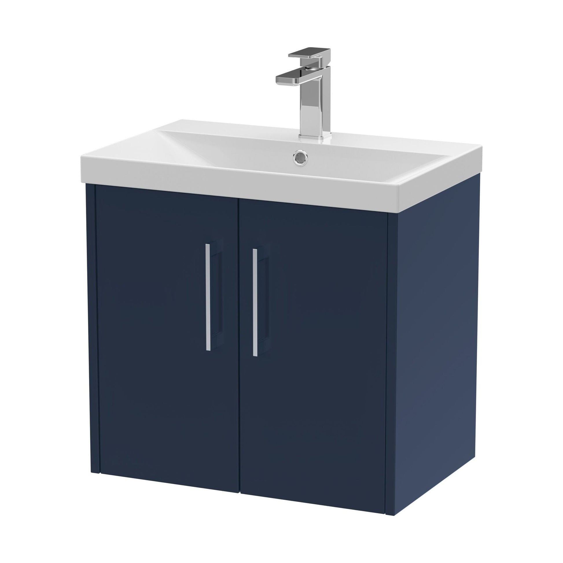 [BFPF2923D] Winshill Contemporary 2 Door Wall Hung Vanity Unit with Thin Edge Basin, Dark Blue, 600mm - Cutout