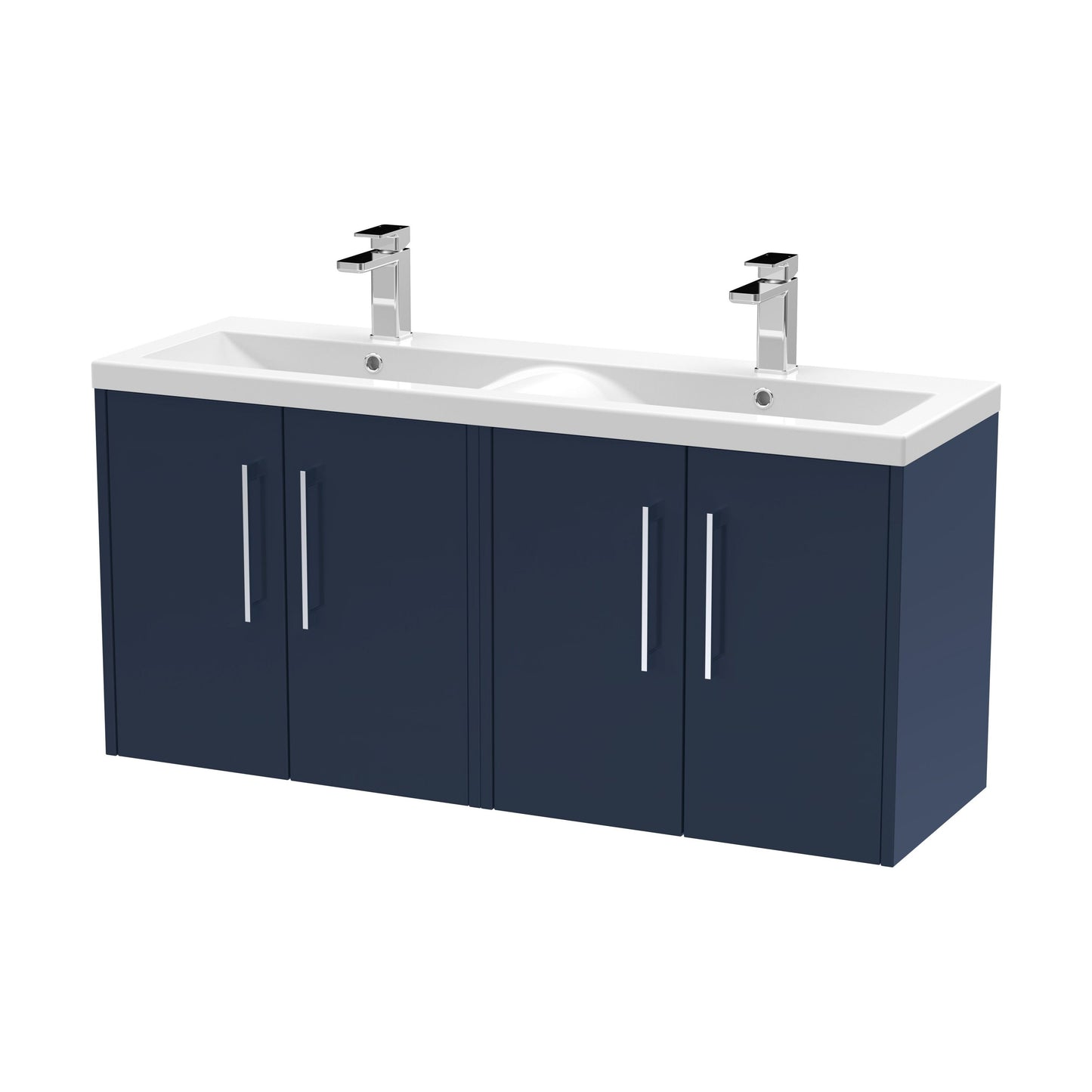 [BFPF2923F] Winshill Contemporary 4 Door Wall Hung Vanity Unit with Double Basin, Dark Blue, 1200mm - Cutout