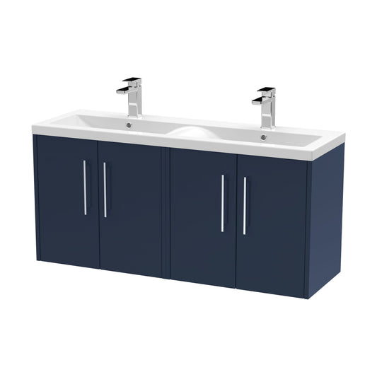 [BFPF2923F] Winshill Contemporary 4 Door Wall Hung Vanity Unit with Double Basin, Dark Blue, 1200mm - Cutout