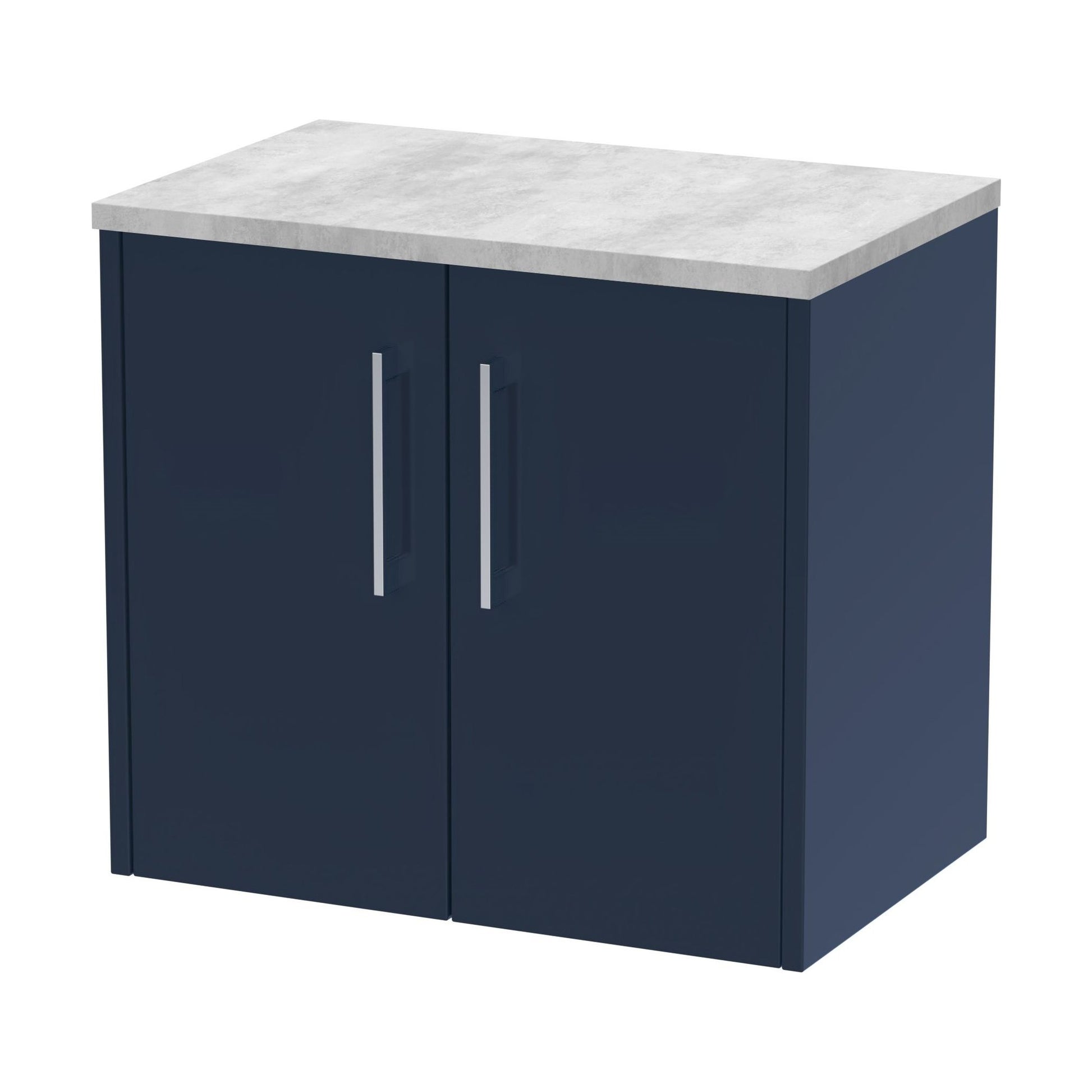 [BFPF2923LBG] Winshill Contemporary 2 Door Wall Hung Vanity Unit with Laminate Worktop, Dark Blue, 600mm - Cutout