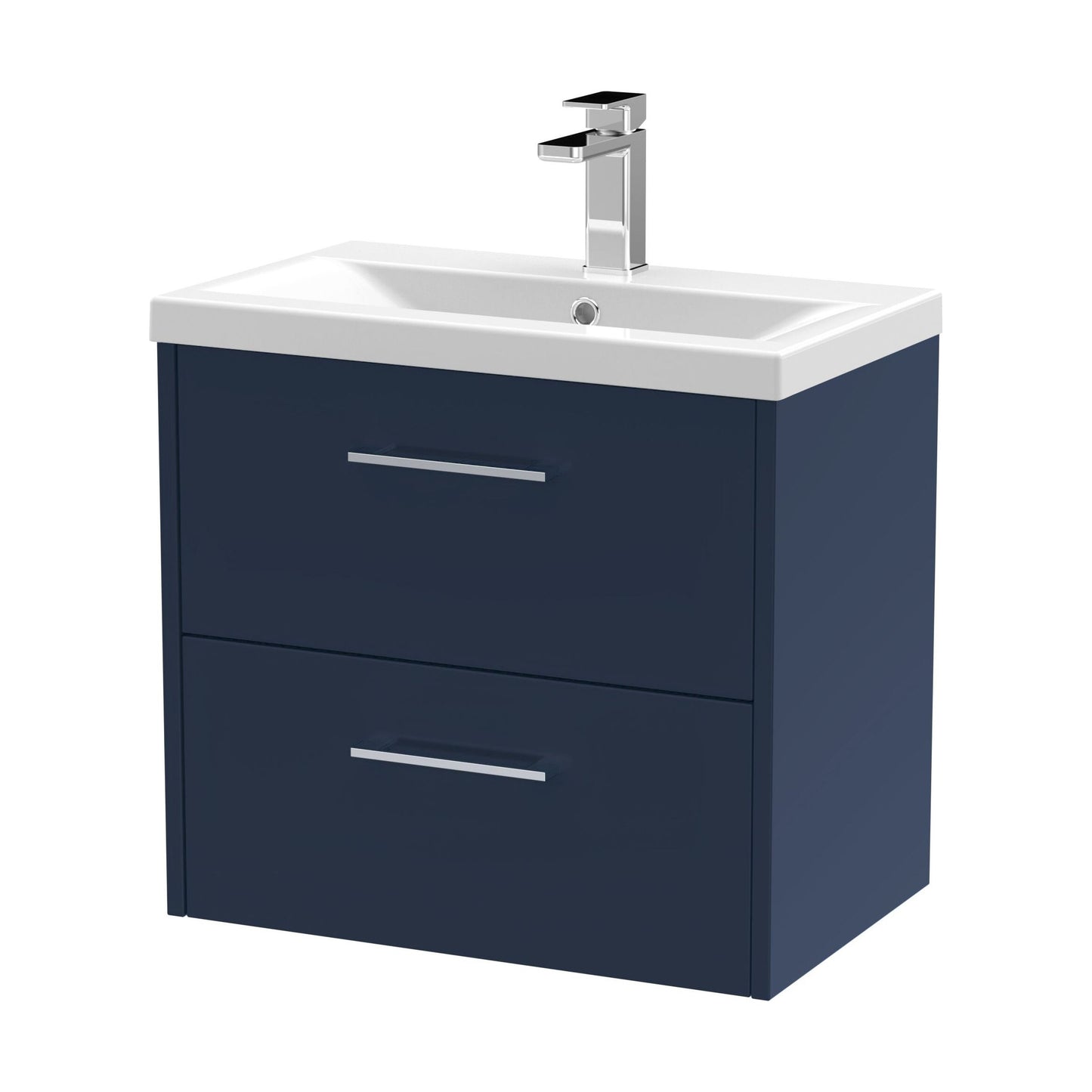 [BFPF2924A] Winshill Contemporary 2 Drawer Wall Hung Vanity Unit with Mid-Edge Basin, Dark Blue, 600mm - Cutout